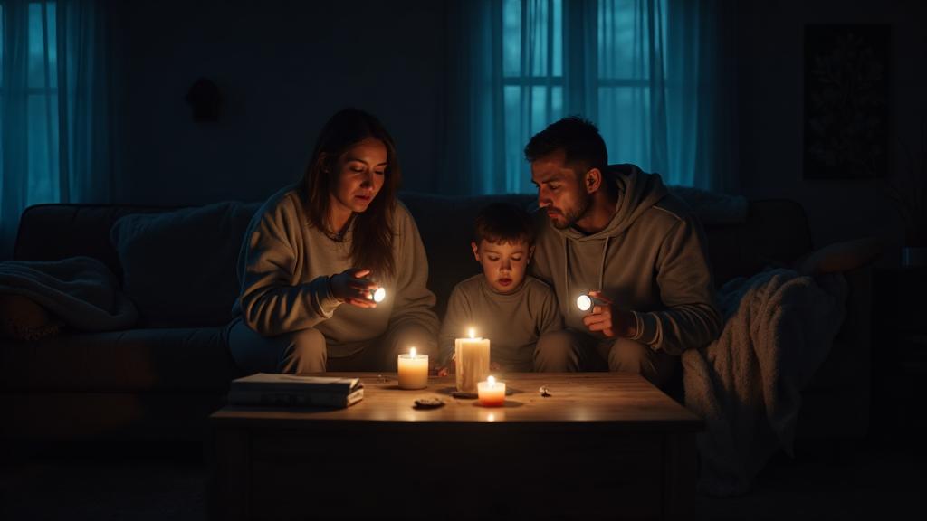 Home during power outage - dark and uncomfortable